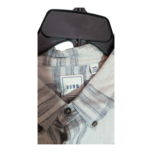 Rowm - Men's 3XB - Cream and Gray-Checked Shirt Long Sleeved Button Up Shirt NWT - Picture 7 of 8